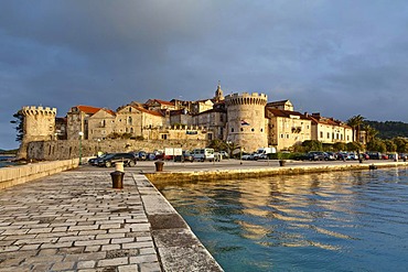 Ramparts of Korcula, Korcula island, central Dalmatia, Dalmatia, Adriatic coast, Croatia, Europe, PublicGround