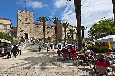 Historic centre of Korcula with castle, central Dalmatia, Dalmatia, Adriatic coast, Croatia, Europe, PublicGround