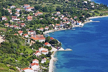 Overlooking the port town of Orebic, Central Dalmatia, Dalmatia, Adriatic coast, Croatia, Europe, PublicGround