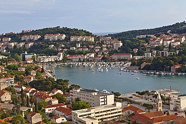 View over Dubrovnik and the port of Dubrovnik, Central Dalmatia, Dalmatia, Adriatic coast, Croatia, Europe, PublicGround