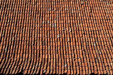 Old roof tiles on a farm, Koenigsberg, Lower Franconia, Bavaria, Germany, Europe