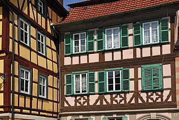 Renovated old half-timbered houses in Marktplatz street, Koenigsberg, Lower Franconia, Bavaria, Germany, Europe