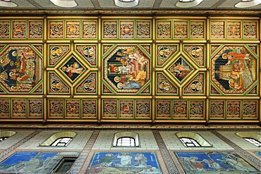 St Mary's Church, coffered ceiling, from 1895-1906, Klosterstrasse, Gengenbach, Baden-Wuerttemberg, Germany, Europe