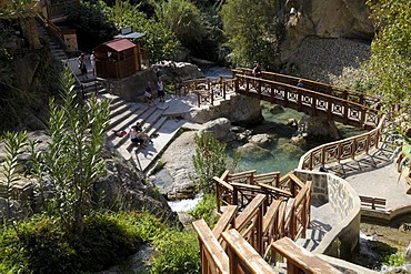 Cascades and natural swimming pool, Fonts de l'Algar, near Tarbena, Costa Blanca, Spain, Europe