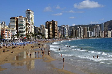 Playa de Levante beach, Benidorm, Costa Blanca, Spain, Europe