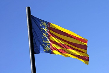 Flag of the Comunitat Valenciania, Valencia, Spain, Europe