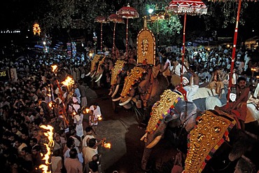 Arattupuzha Pooram Festival near Thrissur, Kerala, southern India, India, Asia