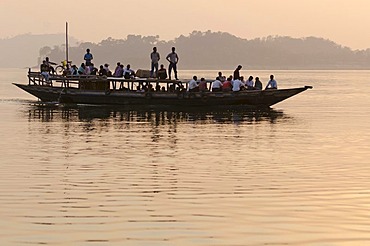 Ferry on the Brahmaputra river in Guwahati, Assam, India, Asia