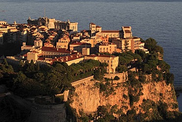 Prince's Palace, Cathedral and Oceanographic Museum at dusk, Old Town, Principality of Monaco, Cote d'Azur, Mediterranean, Europe