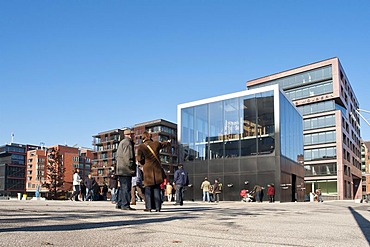 People enjoying a sunny autumn day in Hamburg's HafenCity, Hamburg, Germany, Europe