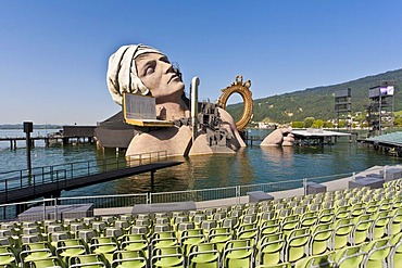 Andre Chenier opera by Umberto Giordano, 2011 program, takes place on a stage floating on the lake, Spiel auf dem See, Bregenzer Festspiele, Bregenz Festival, Bregenz, Bodensee, Lake Constance, Vorarlberg, Austria, Europe