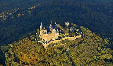 Aerial view, Burg Hohenzollern Castle, Hechingen, Swabian Alp, Baden-Wuerttemberg, Germany, Europe