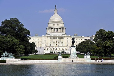 Reflecting Pool, east view, United States Capitol, Capitol Hill, Washington DC, District of Columbia, United States of America, USA, PublicGround