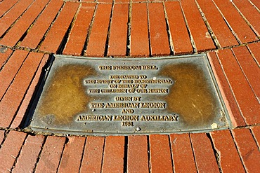 Inscription, Freedom Bell in front of Union Station, Washington DC, District of Columbia, United States of America, USA, PublicGround