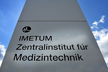 Info column, Technical University of Munich, Central Institute for Medical Technology, IMETUM, Garching near Munich, Bavaria, Germany, Europe, PublicGround