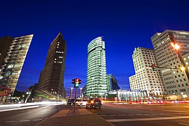 Potsdamer Platz square at night, Mitte, Berlin, Germany, Europe