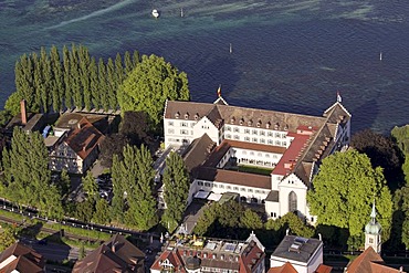 Aerial view, a former Dominican monastery, now an island hotel in Konstanz, Konstanz district, Baden-Wuerttemberg, Germany, Europe