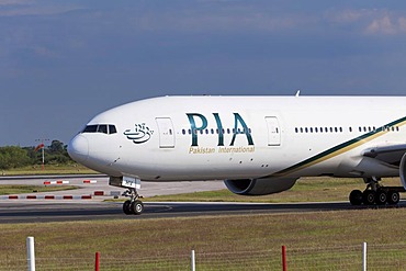 PIA Pakistan International Airlines aircraft at Manchester Airport, England, United Kingdom, Europe