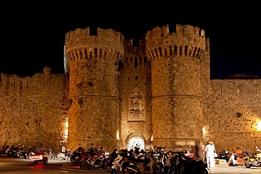 Thalassini gate on Emborio harbour, Rhodes, Greece, Europe, PublicGround