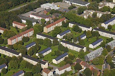 Aerial view, Pommernsiedlung, settlement, Gelsenkirchen, Ruhr Area, North Rhine-Westphalia, Germany, Europe