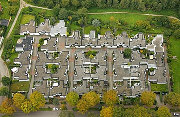 Aerial view, bungalows, Barkhovenallee, Essen, Ruhr Area, North Rhine-Westphalia, Germany, Europe