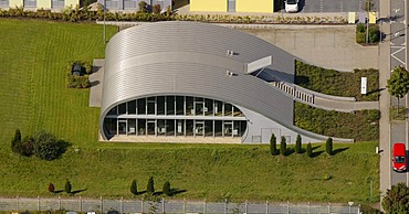 Aerial view, Lufthansa travel agency, Erlenbruch business park, Holten district, Oberhausen, North Rhine-Westphalia, Germany, Europe