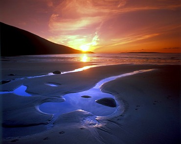 Sunset on the beach, Achill Island, County Mayo, Republic of Ireland, Europe