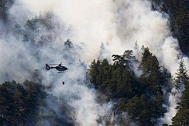 Forest fire in the Karwendel Range near Innsbruck, Tyrol, Austria