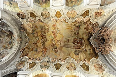 Ceiling fresco by Wolfgang Andreas Heindl, Monastery Church of St. Michael, Metten, Bavaria, Germany, Europe