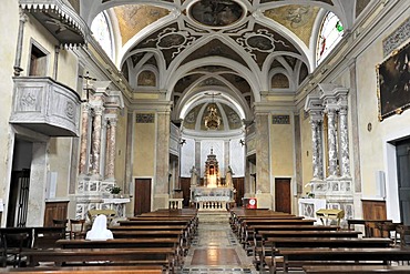 Interior view, nave and altar area, Basilica di San Giacomo, built in 1742, Chioggia, Venice, Veneto, Italy, Europe