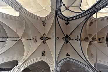 Ceiling view from the nave, Church of St. Wilhadi, built during the first half of the 14th Century, Hanseatic town of Stade, Lower Saxony, Germany, Europe