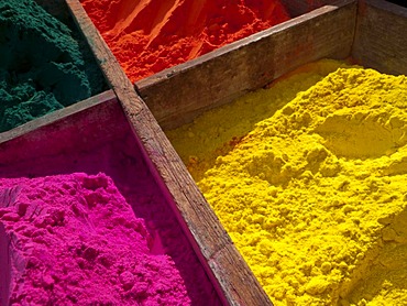 Color powder, for sale at a market for religious rituals at the festival of Divalion, Kathmandu, Nepal, South Asia