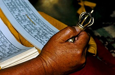 Vajra, Buddhist symbol of enlightenment, Spituk Gompa, Jammu and Kashmir, India, Asia