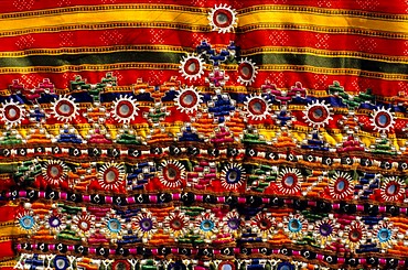 Embroidery from the villages in central Gujarat which are famous for the different styles of embroidery, Bhirendiara, Gujarat, India, Asia