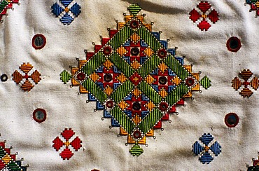 Embroidery from the villages in central Gujarat which are famous for the different styles of embroidery, Bhirendiara, Gujarat, India, Asia