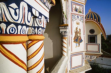 Beautifully painted haveli, Shekhavati region, Mandava, Rajasthan, India, Asia