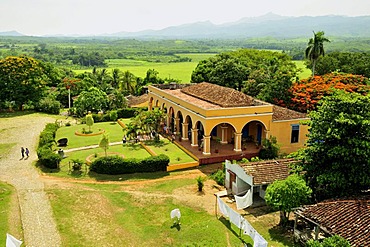 View from the seven-storeyed Iznaga Tower, a 50 meters high slave tower, Valle de los Ingenios Valley, Valley of the Sugar Mills, near Trinidad, Cuba, Caribbean