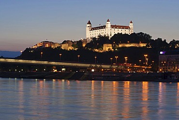 Bratislava Castle at dusk, Bratislava, Slovakia, Europe