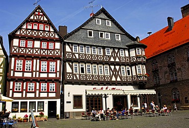 Buecking-Haus, a half-timbered house on the marketplace of Alsfeld, Hesse, Germany, Europe