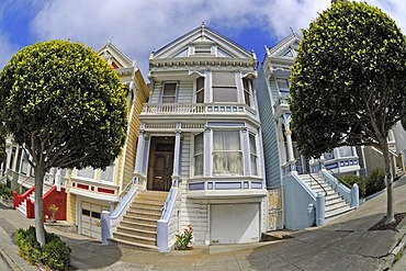 Victorian-style houses, Painted Ladies, Alamo Square, San Francisco, California, USA