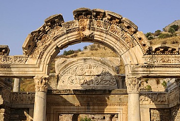 Excavations at the Temple of Hadrian, Curetes Street, ruins of Ephesus, Ephesus, Efes, UNESCO World Heritage Site, Selcuk, Lycia, Southwest Turkey, West Coast, Western Turkey, Asia Minor