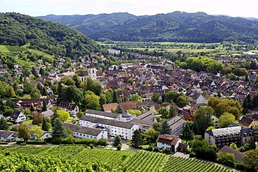 View of the medieval town centre of Staufen im Breisgau, southern Black Forest mountain range, Baden-Wuerttemberg, Germany, Europe