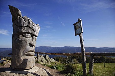 Work of art, carved from an old silver fir tree, 150 years, by artist Thomas Rees on Mt Schauinsland, Black Forest, Baden-Wuerttemberg, Germany, Europe, PublicGround