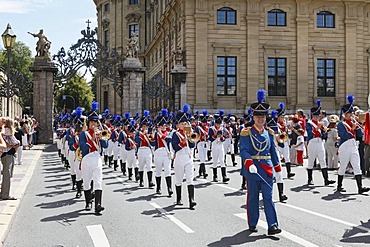 Bad Kissingen Youth Band, parade during the Kiliani Festival, Rennweger Gate, Wuerzburg, Lower Franconia, Franconia, Bavaria, Germany, Europe, PublicGround