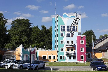 Andre-Turm tower, Hundertwasser style, Selb, Fichtelgebirge mountain range, Upper Franconia, Franconia, Bavaria, Germany, Europe, PublicGround