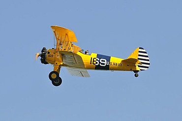 American Boeing PT17 Stearman biplane, Europe's largest meeting of vintage aircraft in Hahnweide, Kirchheim-Teck, Baden-Wuerttemberg, Germany, Europe