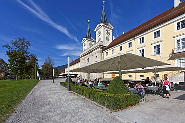 Schloss Tegernsee Castle, Tegernsee Abbey, a former Benedictine monastery, Schloss Restaurant, Tegernsee, Upper Bavaria, Bavaria, Germany, Europe, PublicGround