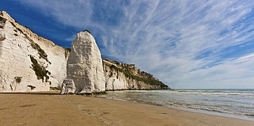 Pizzomunno Rock, coast near Vieste, Foggia Province, Apulia, Puglia, Gargano, Adriatic Sea, Italy, Europe