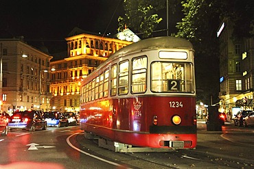 Old Viennese tram, line 2, 1st District of Vienna, Austria, Europe