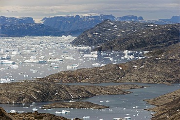 Icebergs near Tiniteqilaaq, Ammassalik peninsula, Sermilik Fjord, East Greenland, Greenland